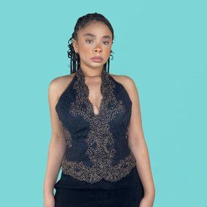 Vintage 80s/90s Floral/Polka Dot Halter Top